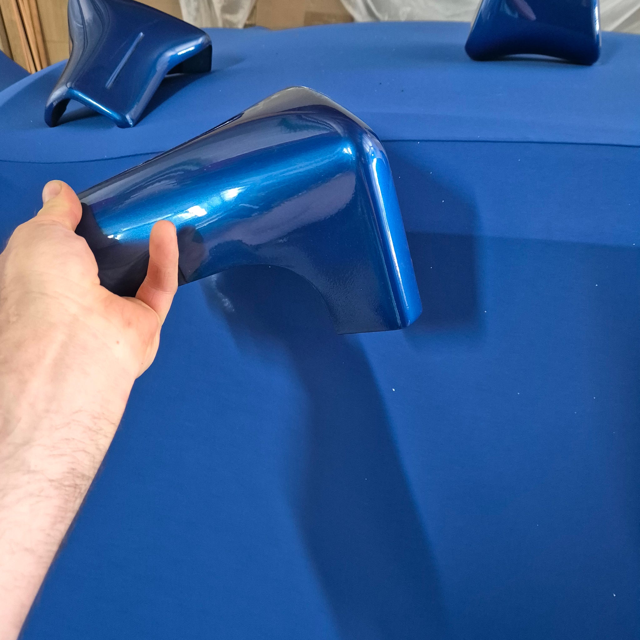 Genuine OEM Subaru AERO pods in 74F Sonic Blue Paint Colour