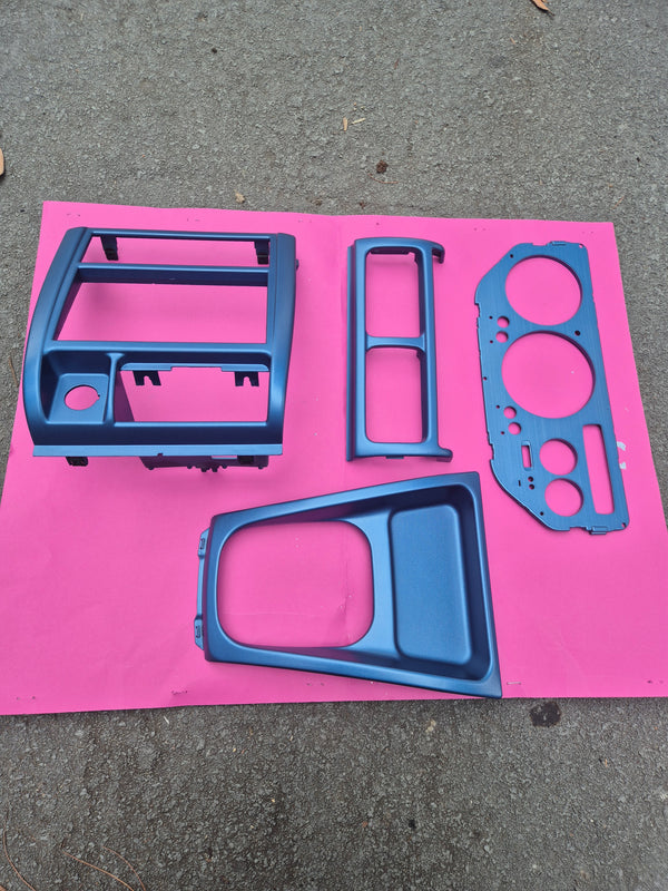 Subaru Impreza Blue Pack kit includes Vent surrounds, Radio Surround, Cluster Bezel Surround, Gear surround with Leather Gaitor
