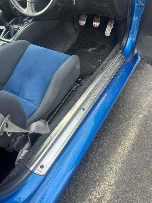 Subaru Impreza Coupe WRX Type R STi 22B Sill Plate covers (GC8) Type R Scuff Plate GM8 OEM P/N STS075580000 / 94065FA250 (Not Aluminium)