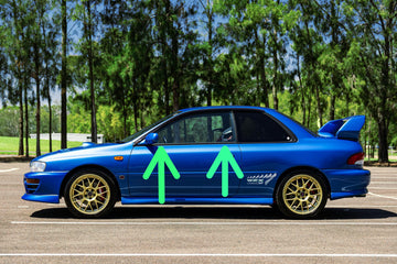 Subaru Impreza coupe GC8 GM8 door moulds 2dr 22B Type R RS2.5 weather strip seals scrapers RH and LH replaces 62061FA030 62061FA020