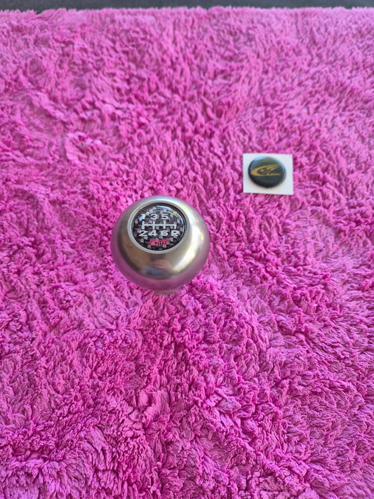 Genuine Subaru Optional Titanium Shift Knob for WRX STi (GC8, GF8, GDA, SG5, B4, BP, BL, BE, BH) - comes with original sticker.
