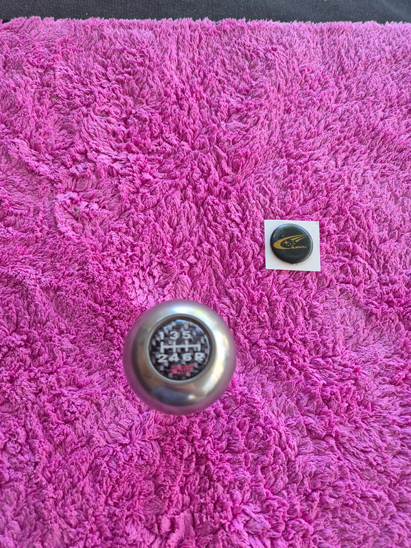 Genuine Subaru Optional Titanium Shift Knob for WRX STi (GC8, GF8, GDA, SG5, B4, BP, BL, BE, BH) - comes with original sticker.